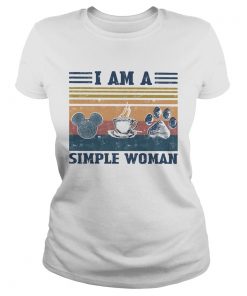I am a simple woman mickey mouse coffee and paw dog vintage retro  Classic Ladies