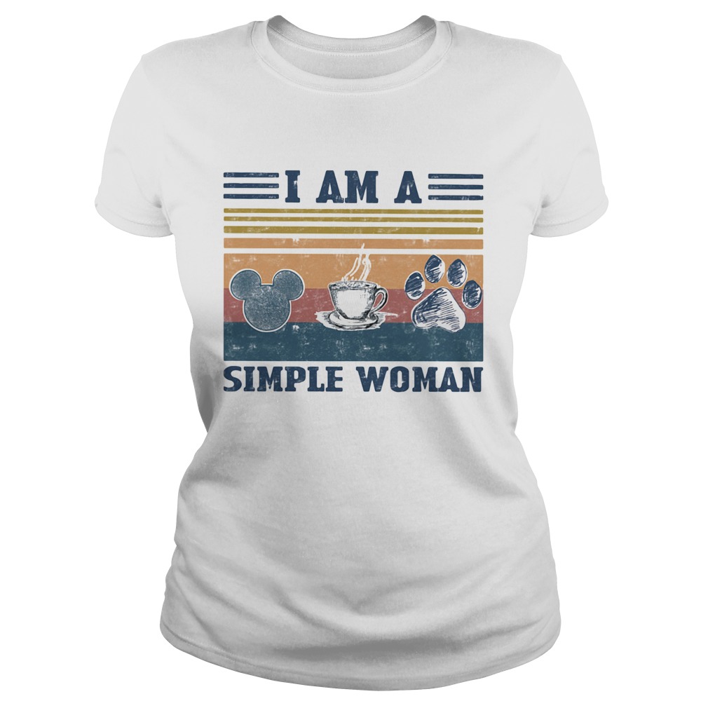 I am a simple woman mickey mouse coffee and paw dog vintage retro Classic Ladies