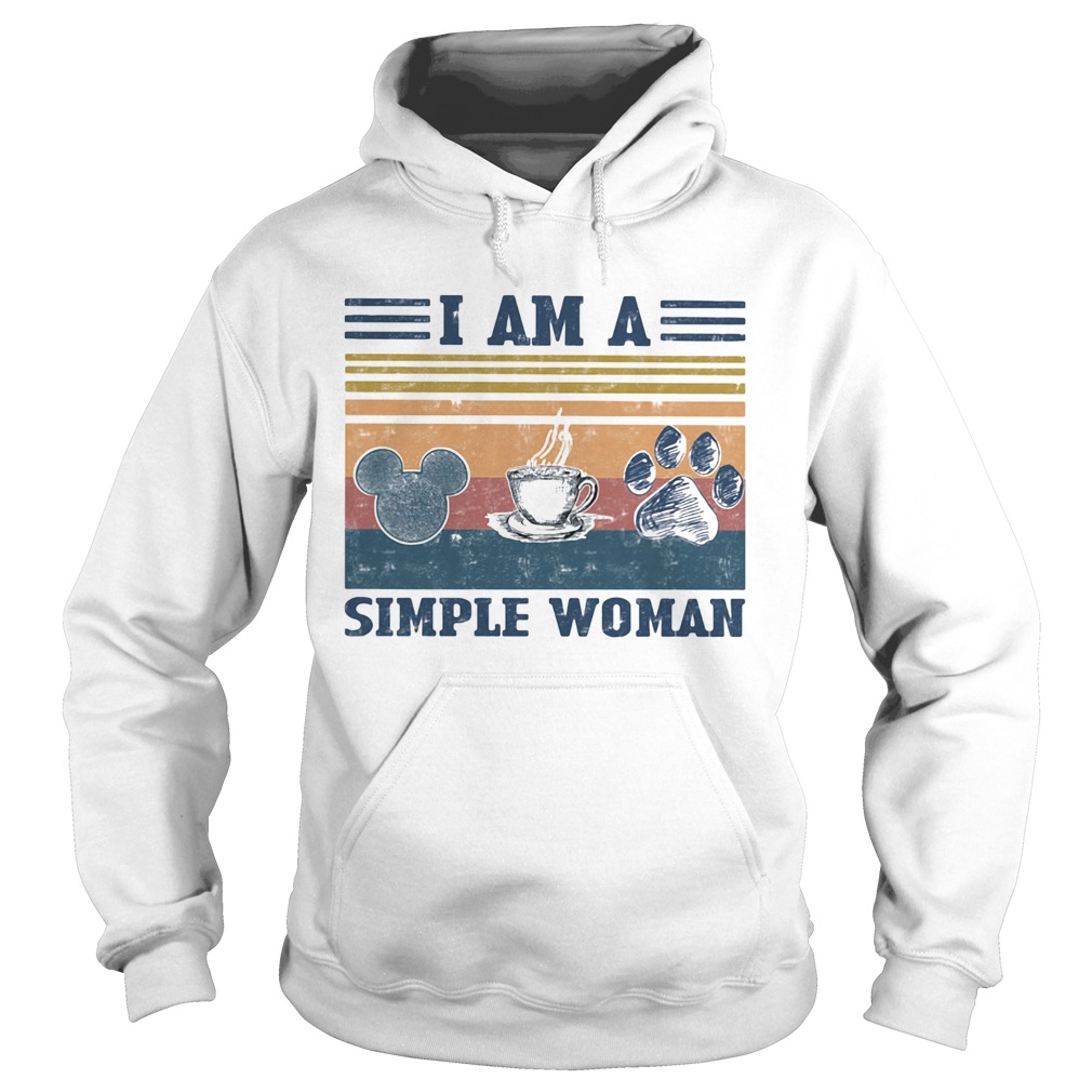 I am a simple woman mickey mouse coffee and paw dog vintage retro Hoodie