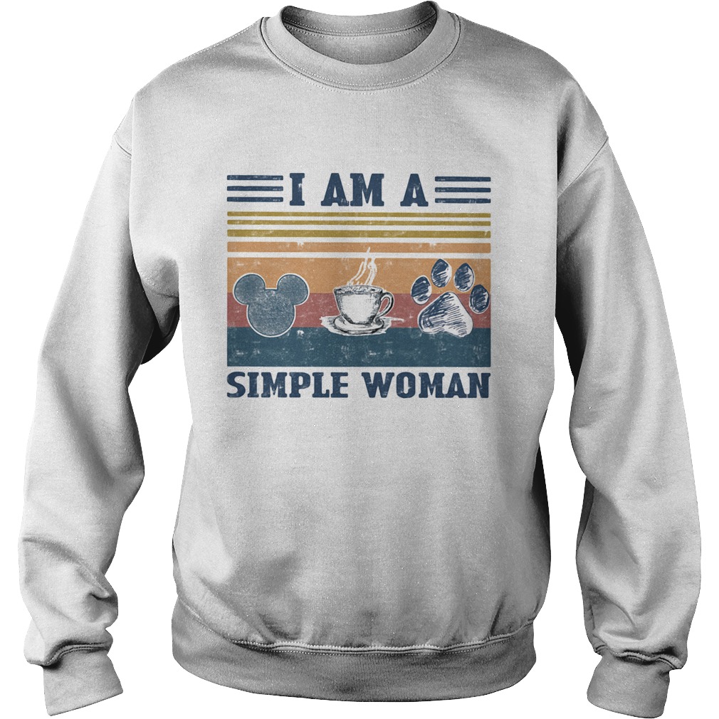 I am a simple woman mickey mouse coffee and paw dog vintage retro Sweatshirt