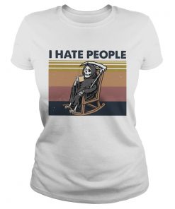 I hate people Grim Reaper Skeleton Vintage retro  Classic Ladies