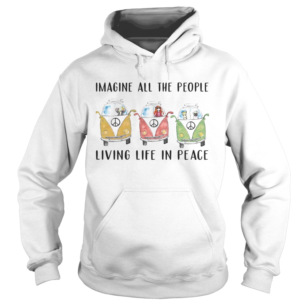 Imagine All The People Living Life In Peace Car Girl Sheep Deer Elephant Hoodie