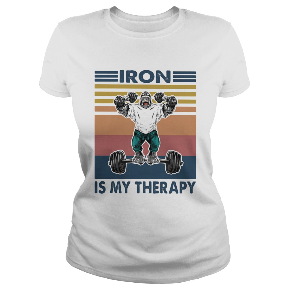 Iron Is My Therapy Weightlifting Vintage Retro Classic Ladies