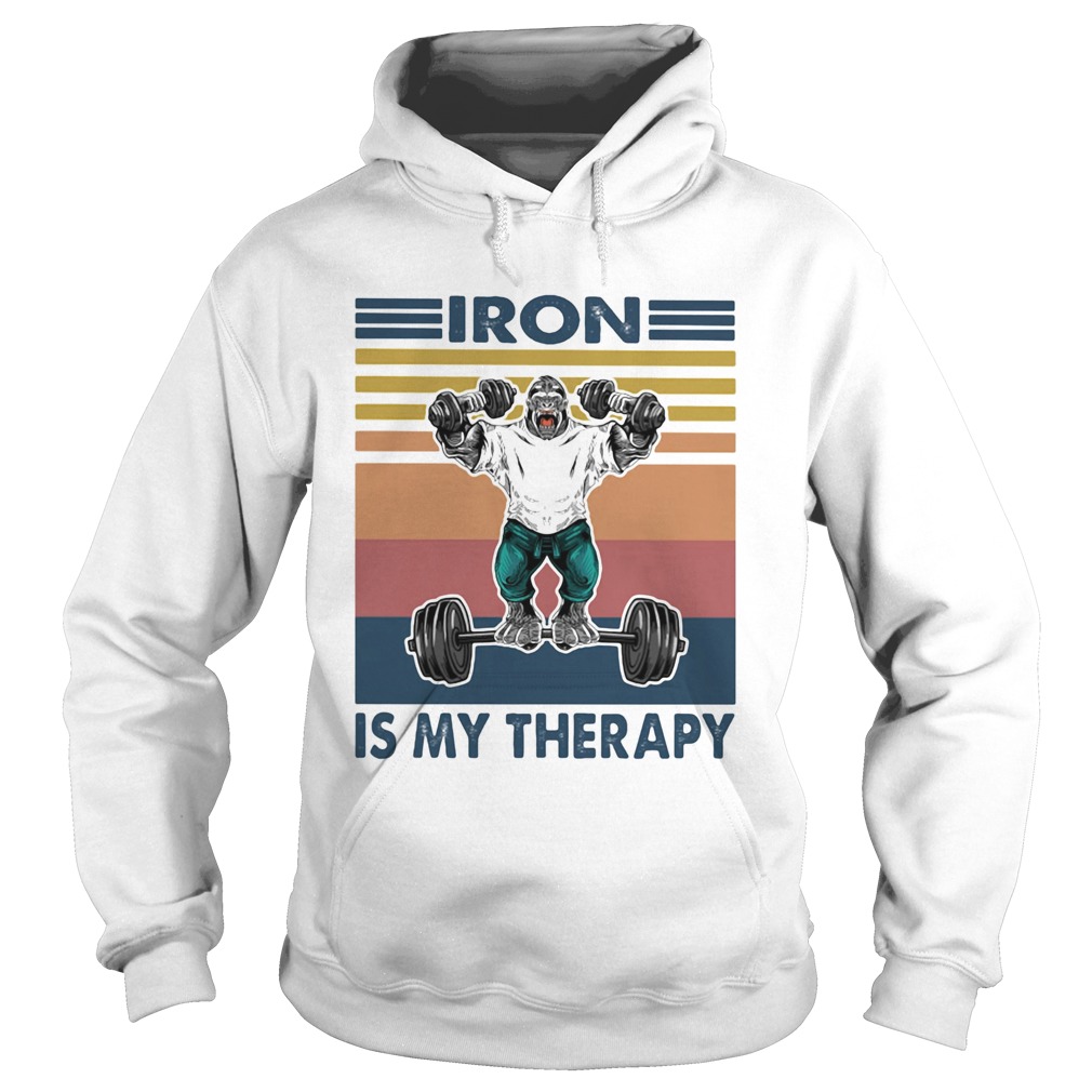 Iron Is My Therapy Weightlifting Vintage Retro Hoodie