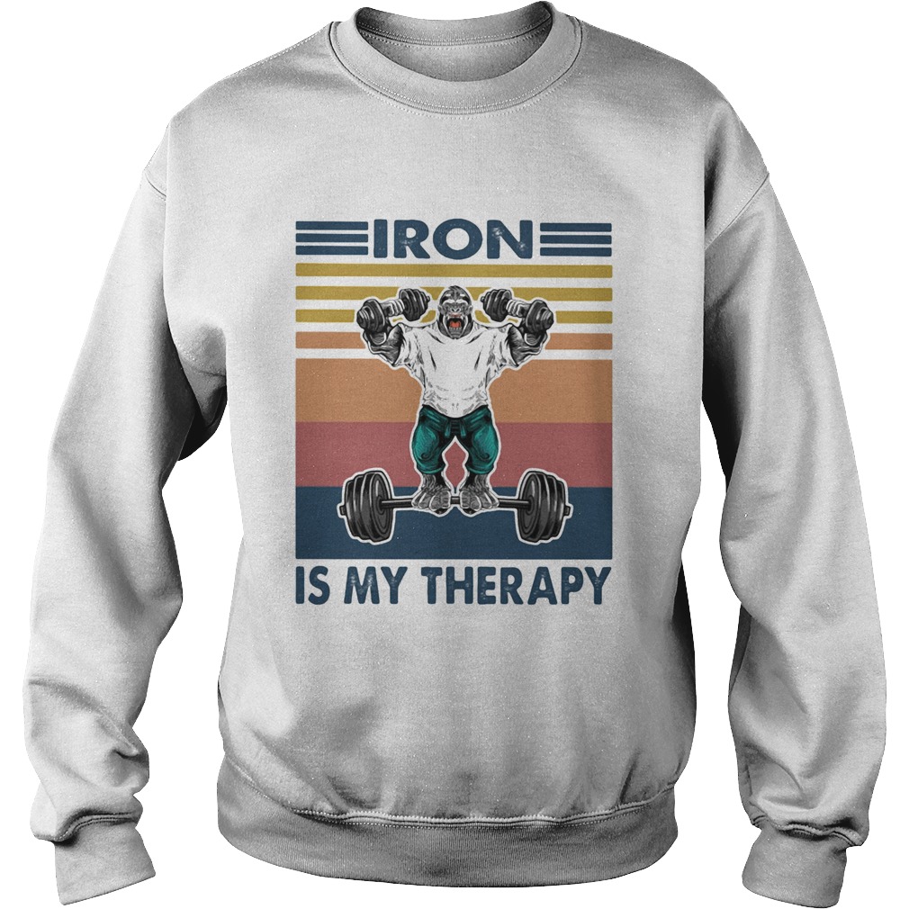 Iron Is My Therapy Weightlifting Vintage Retro Sweatshirt