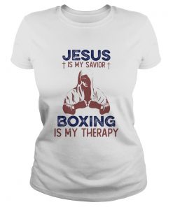 Jesus Is My Savior Boxing Is My Therapy Blue Red  Classic Ladies