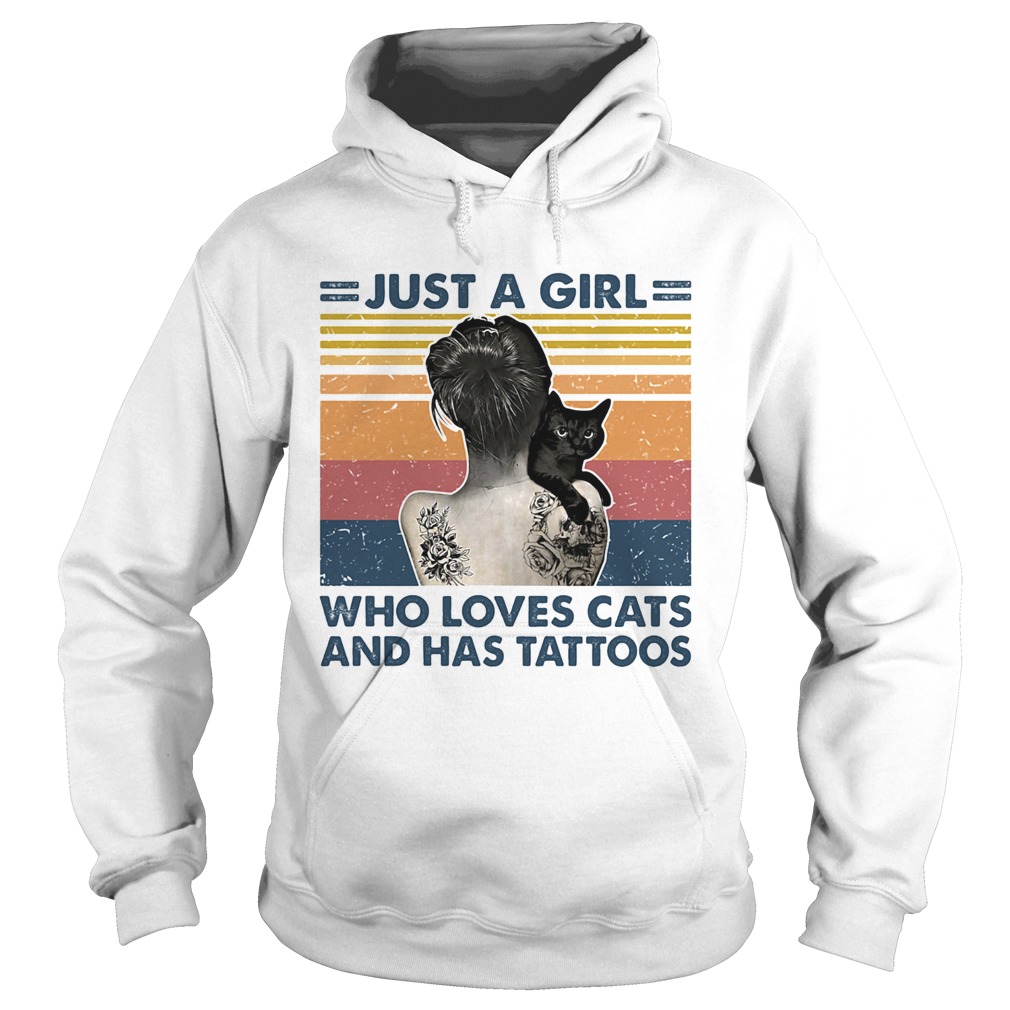 Just A Girl Who Loves Cats And Has Tattoos Vintage Hoodie