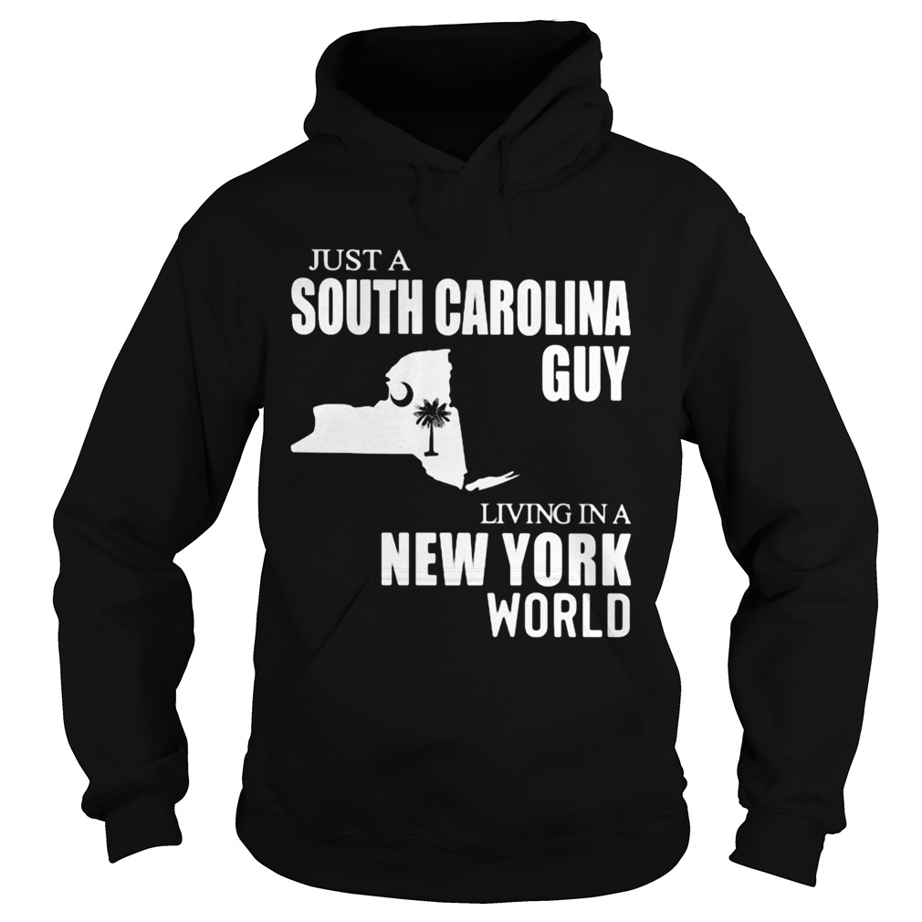 Just A South Carolina Guy Living In A New York World Map Hoodie
