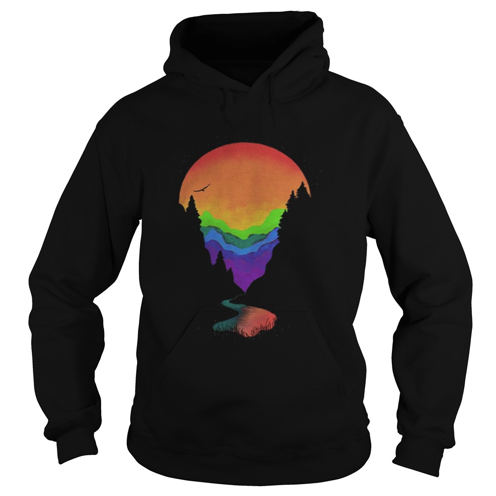 Lgbt rainbow moon mountains Hoodie