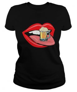 Lips beer mug foam female tongue mouth  Classic Ladies