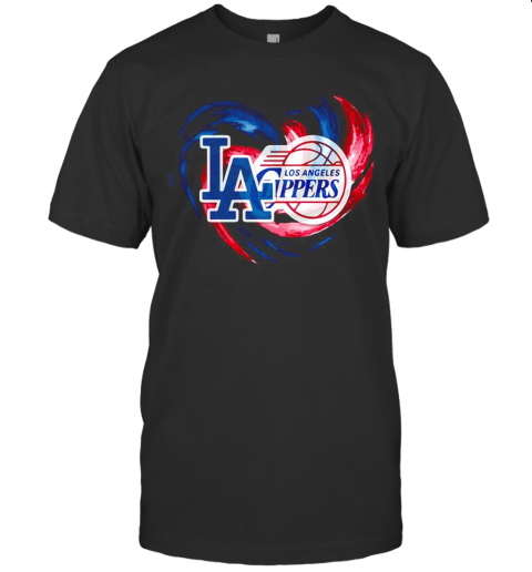 Los Angeles Dodgers And Los Angeles Clippers Heart Color T-Shirt Classic Men's T-shirt