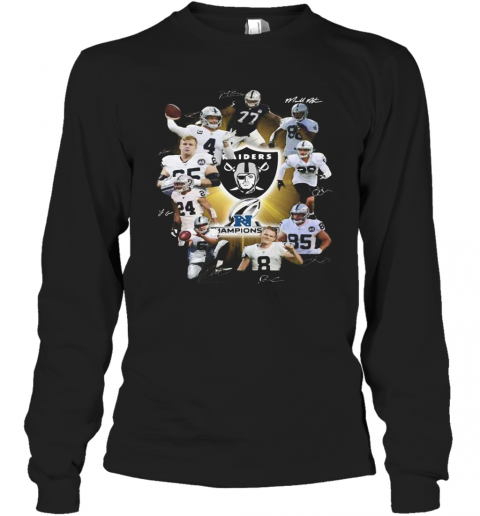 Los Angeles Raiders Football Team Signatures T-Shirt Long Sleeved T-shirt 