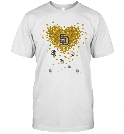 Love San Diego Padres Baseball Logo Hearts T-Shirt