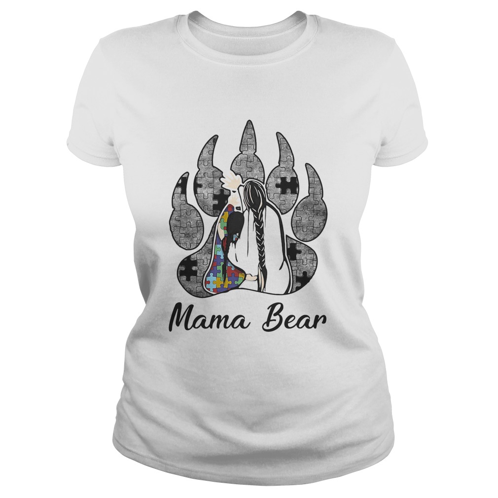 Mama paw bear autism awareness Classic Ladies