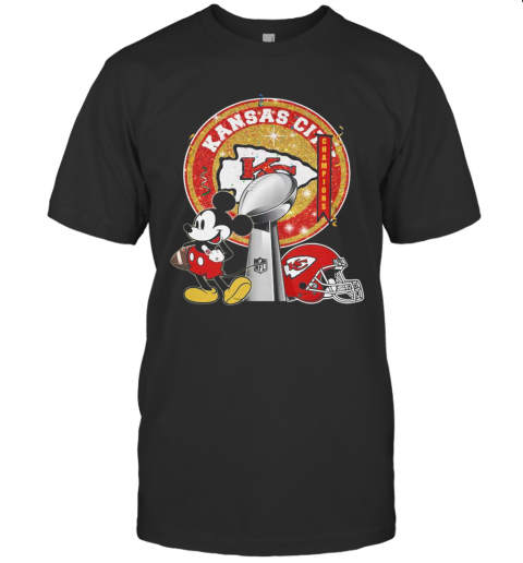 Mickey Mouse Kansas City Chiefs Champions Super Liv Bowl Football T-Shirt