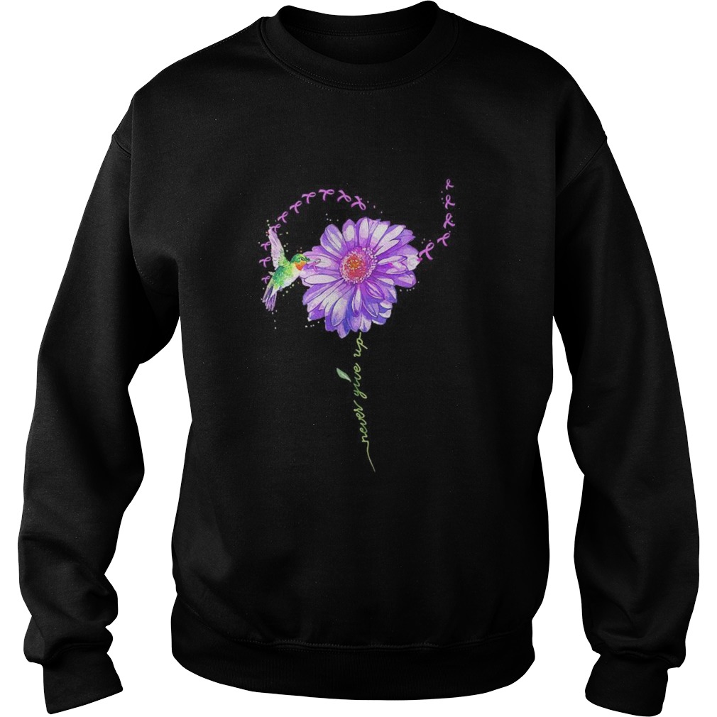 Never give up bird chrysanthemum fibromyalgia Sweatshirt