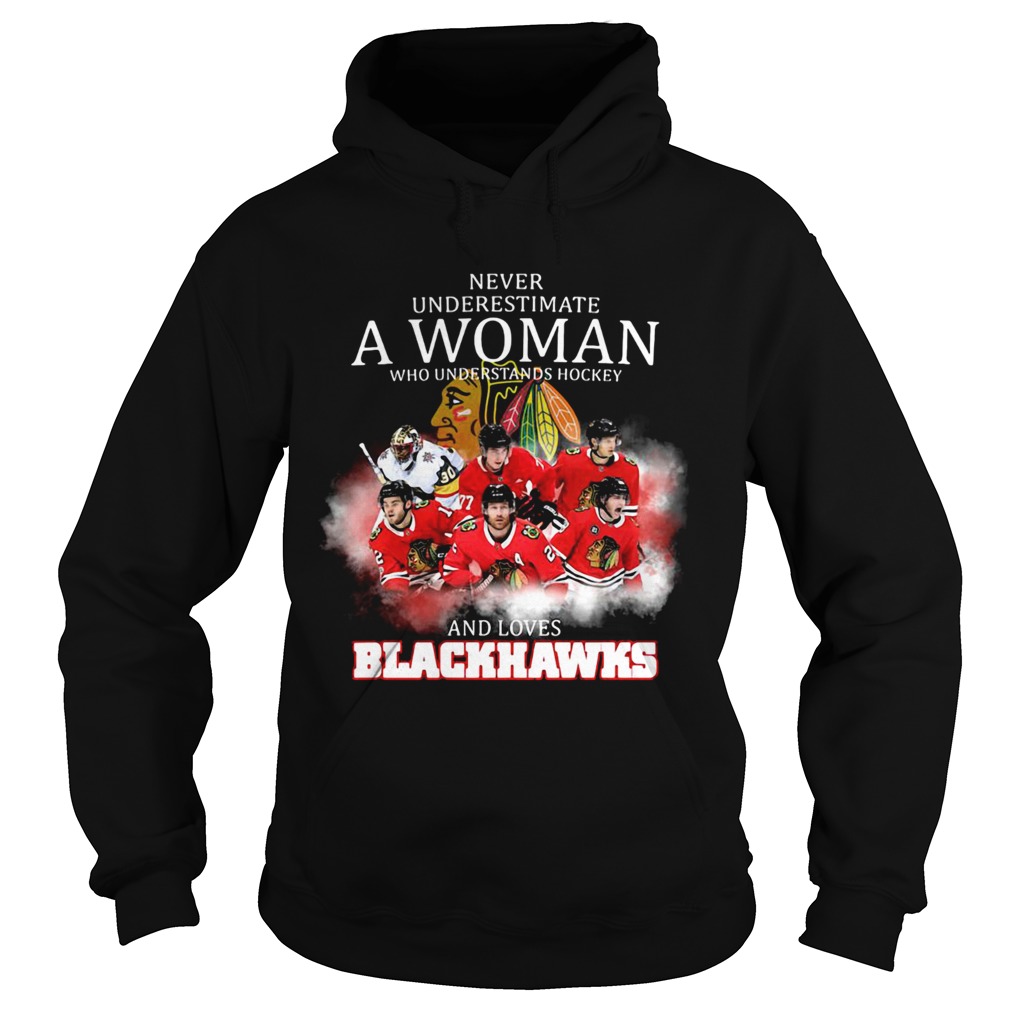 Never underestimate a woman who understands hockey and loves blackhawks logo Hoodie