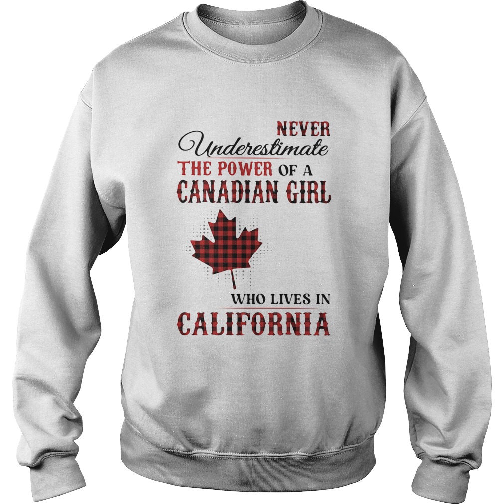 Never underestimate the power of a canadian girl who lives in california Sweatshirt