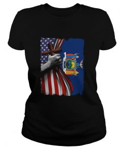 New york american flag cross happy independence day  Classic Ladies