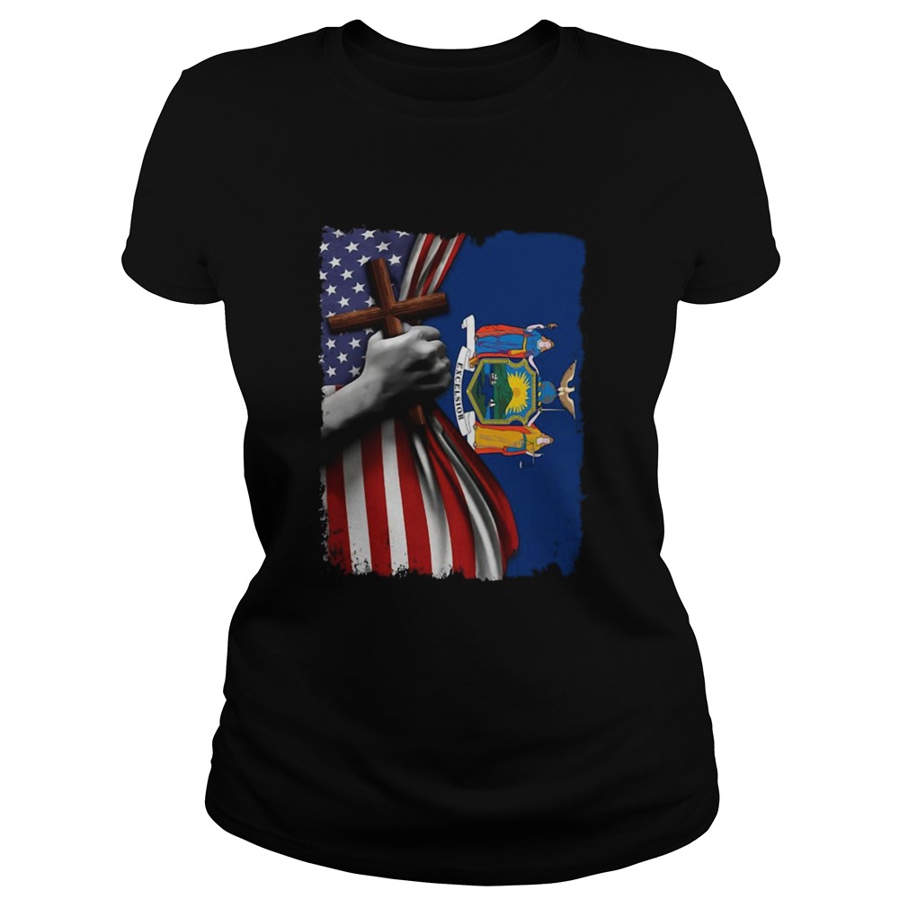 New york american flag cross happy independence day Classic Ladies