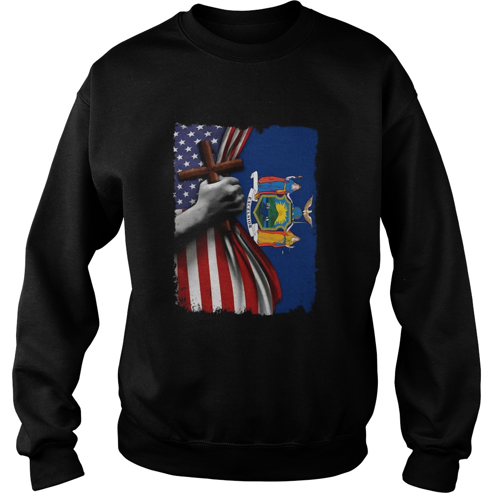 New york american flag cross happy independence day Sweatshirt