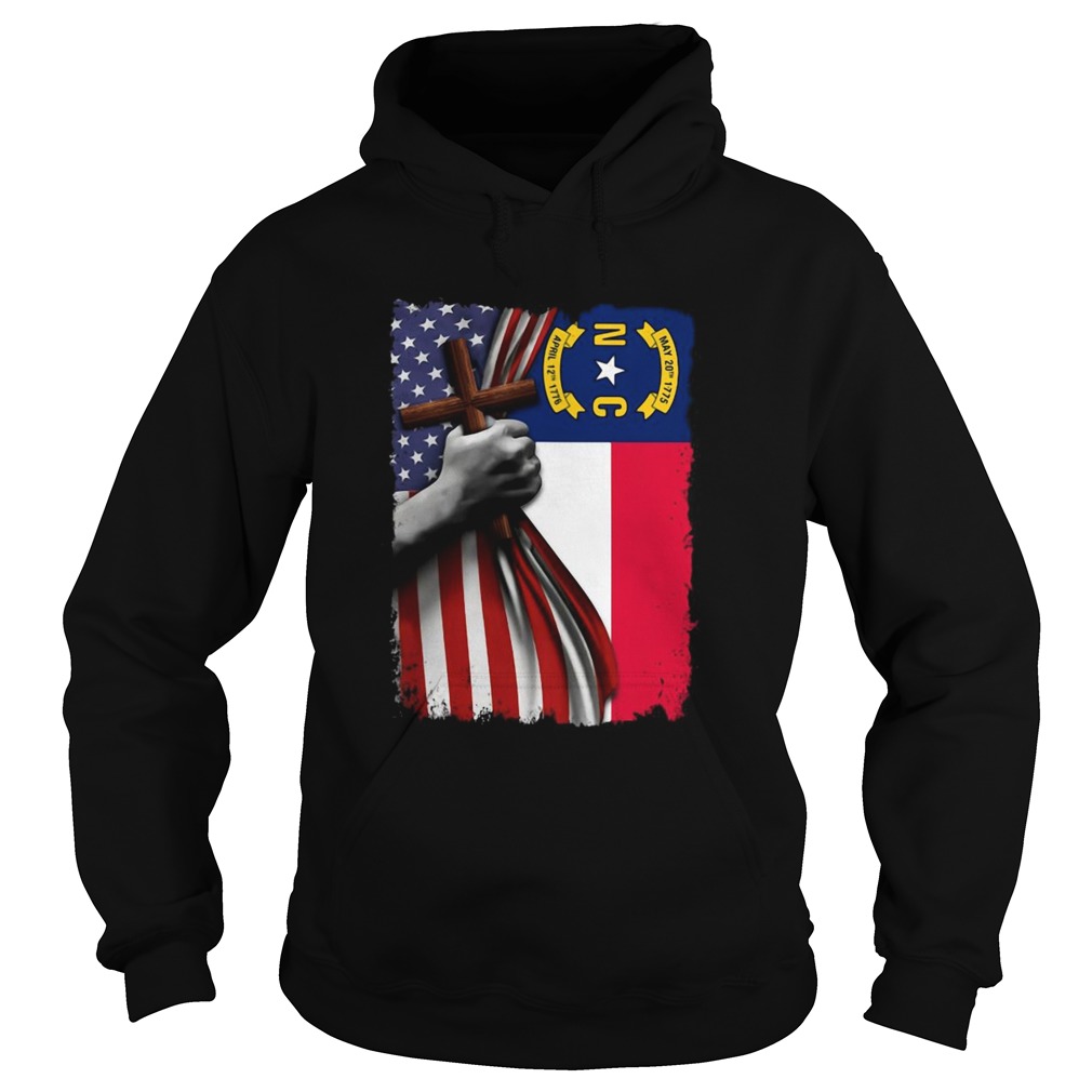 North carolina american flag cross happy independence day Hoodie
