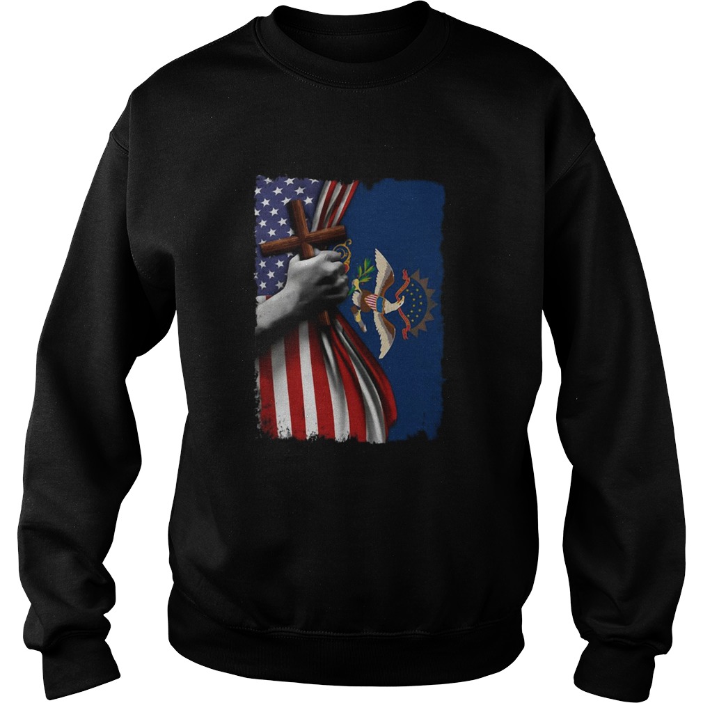 North dakota american flag cross happy independence day Sweatshirt