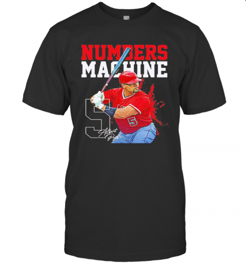 Numbers Machine 5 Albert Pyles Baseball Team Signature T-Shirt