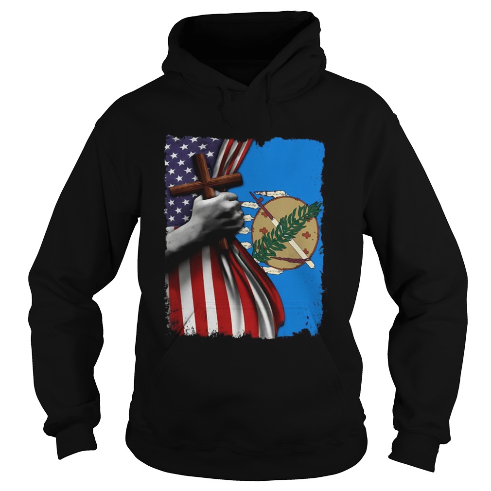 Oklahoma american flag cross happy independence day Hoodie