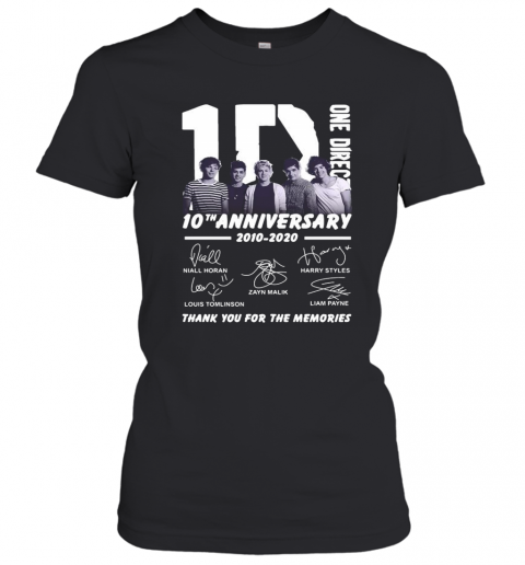 One Direction 10Th Anniversary 2010 2020 Thank You For The Memories Signatures T-Shirt Classic Women's T-shirt