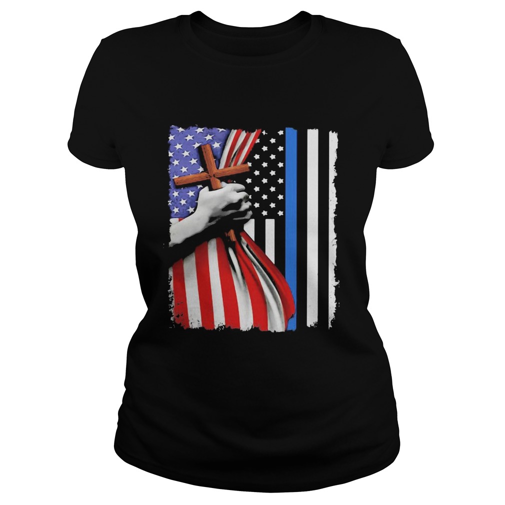 Open American flag hand cross Classic Ladies