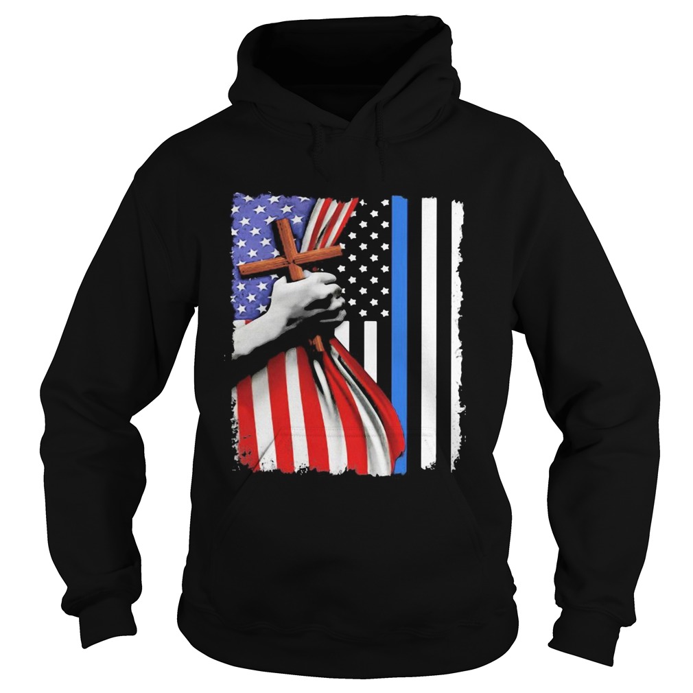 Open American flag hand cross Hoodie