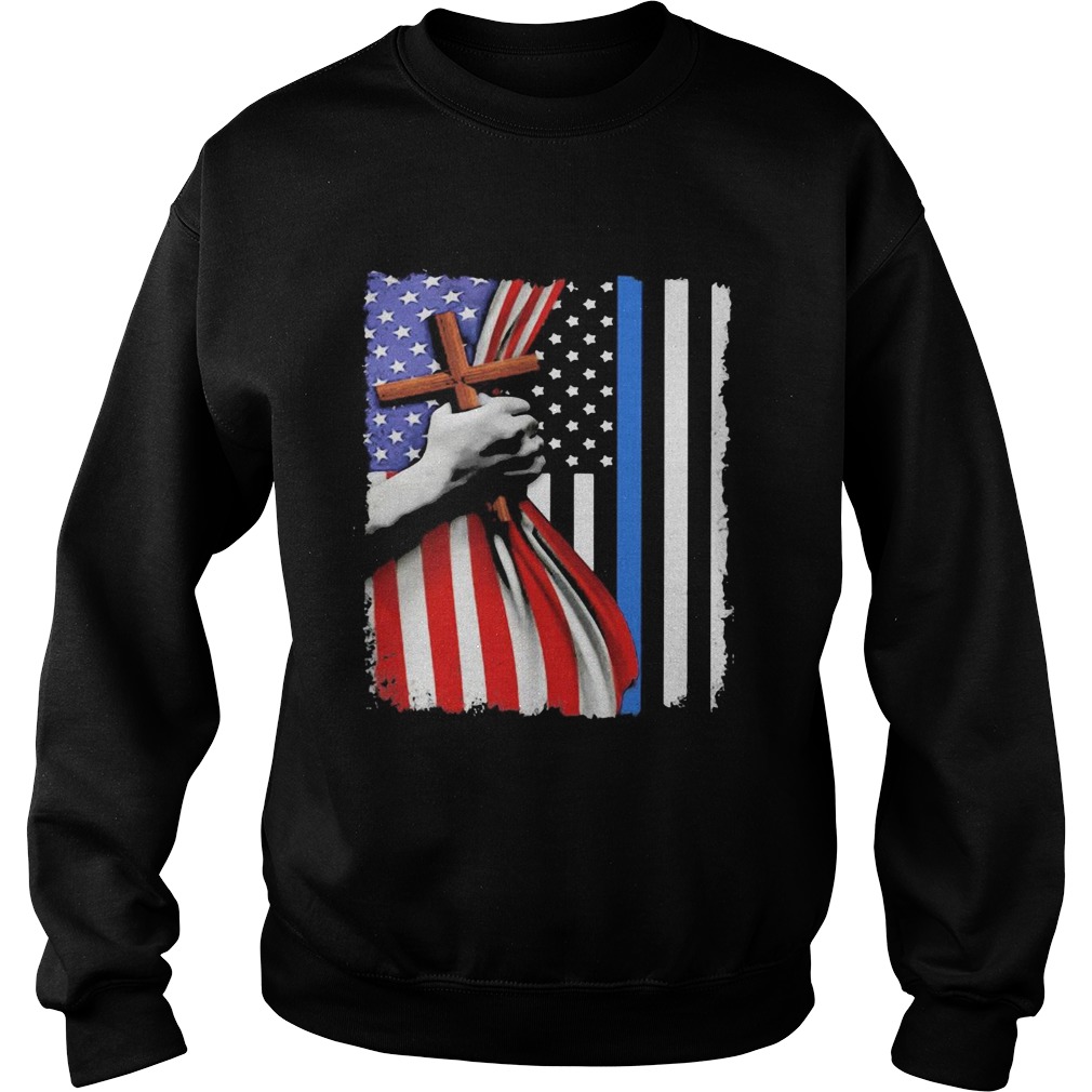 Open American flag hand cross Sweatshirt