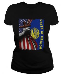 Oregon american flag cross happy independence day  Classic Ladies