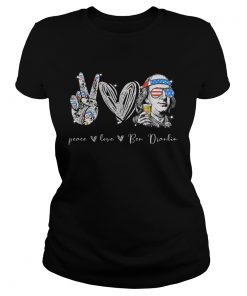 Peace Love Ben Dralin Hand Heart Cup American Flag Independence Day  Classic Ladies
