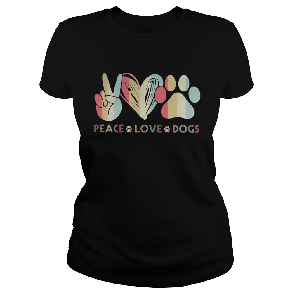 Peace love dog hand heart footprint vintage retro Classic Ladies
