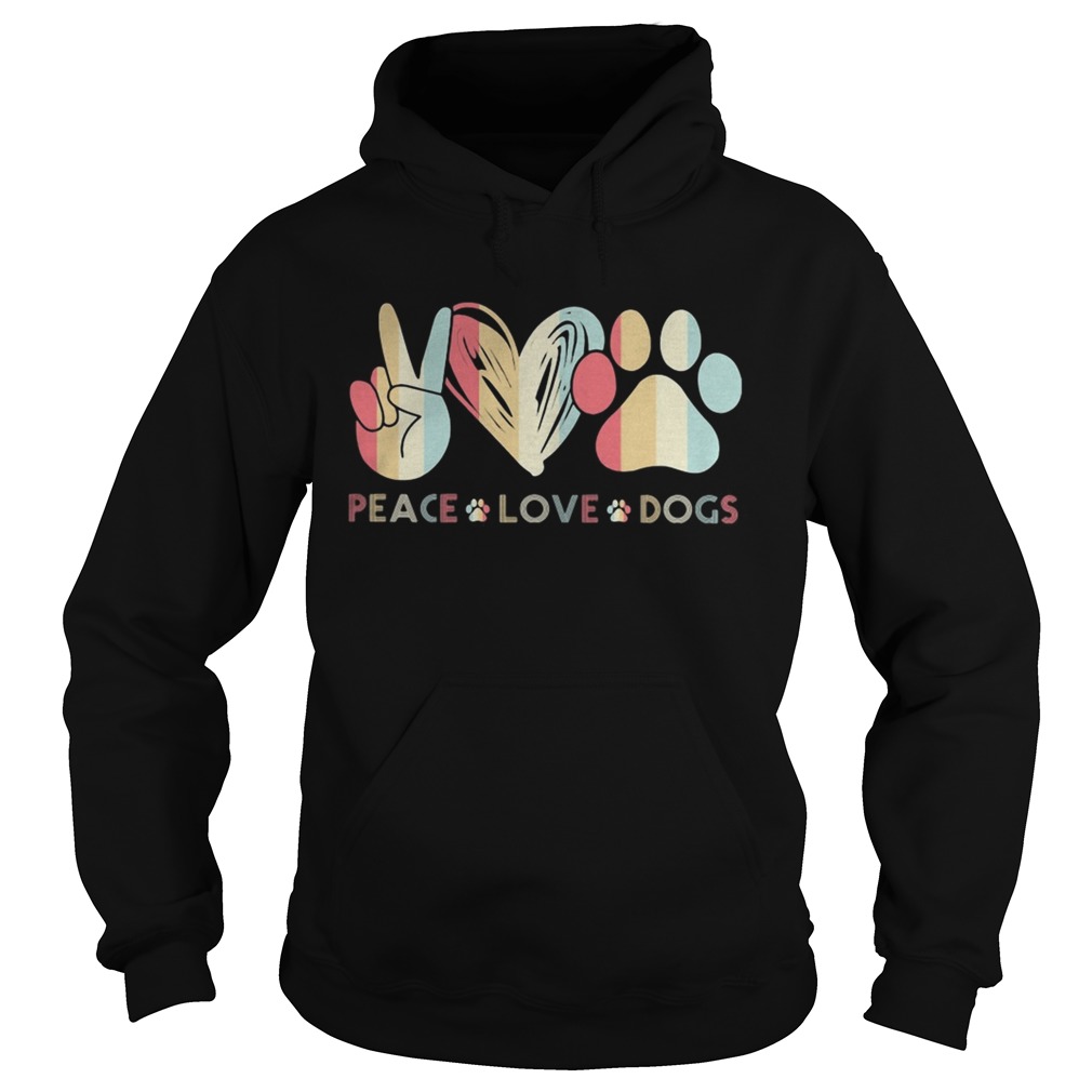 Peace love dog hand heart footprint vintage retro Hoodie