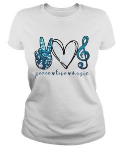 Peace love music hand love key sol blue  Classic Ladies