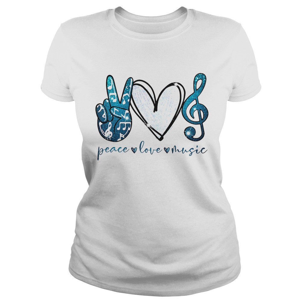 Peace love music hand love key sol blue Classic Ladies