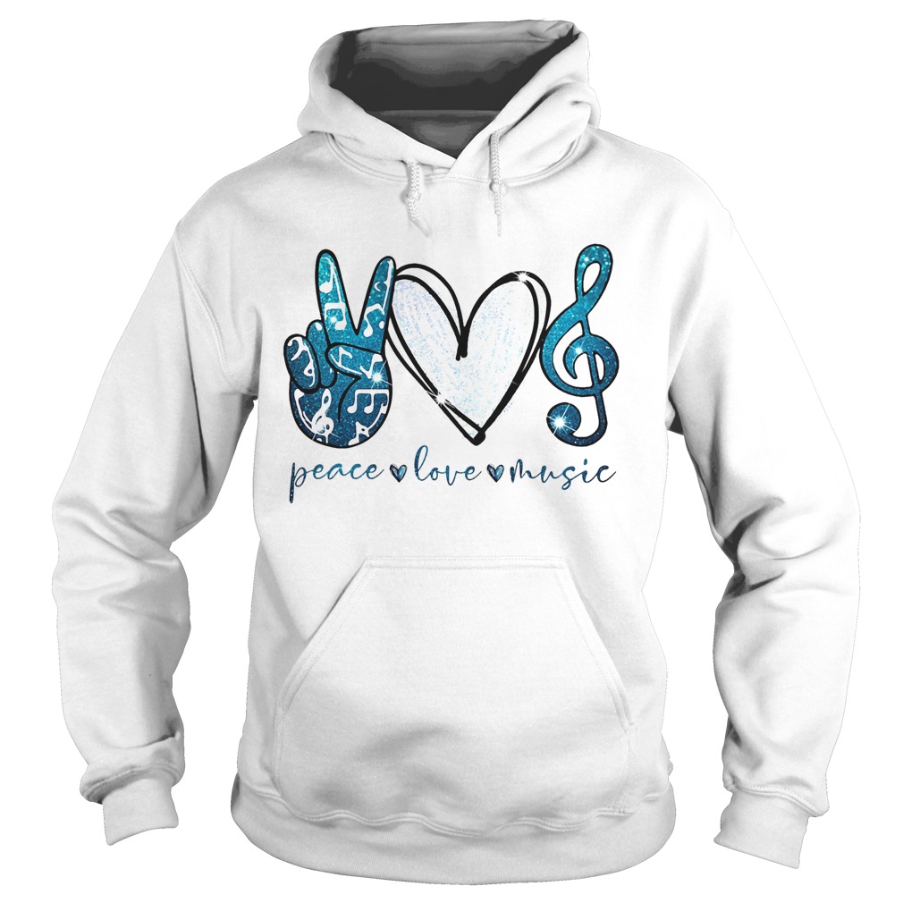 Peace love music hand love key sol blue Hoodie