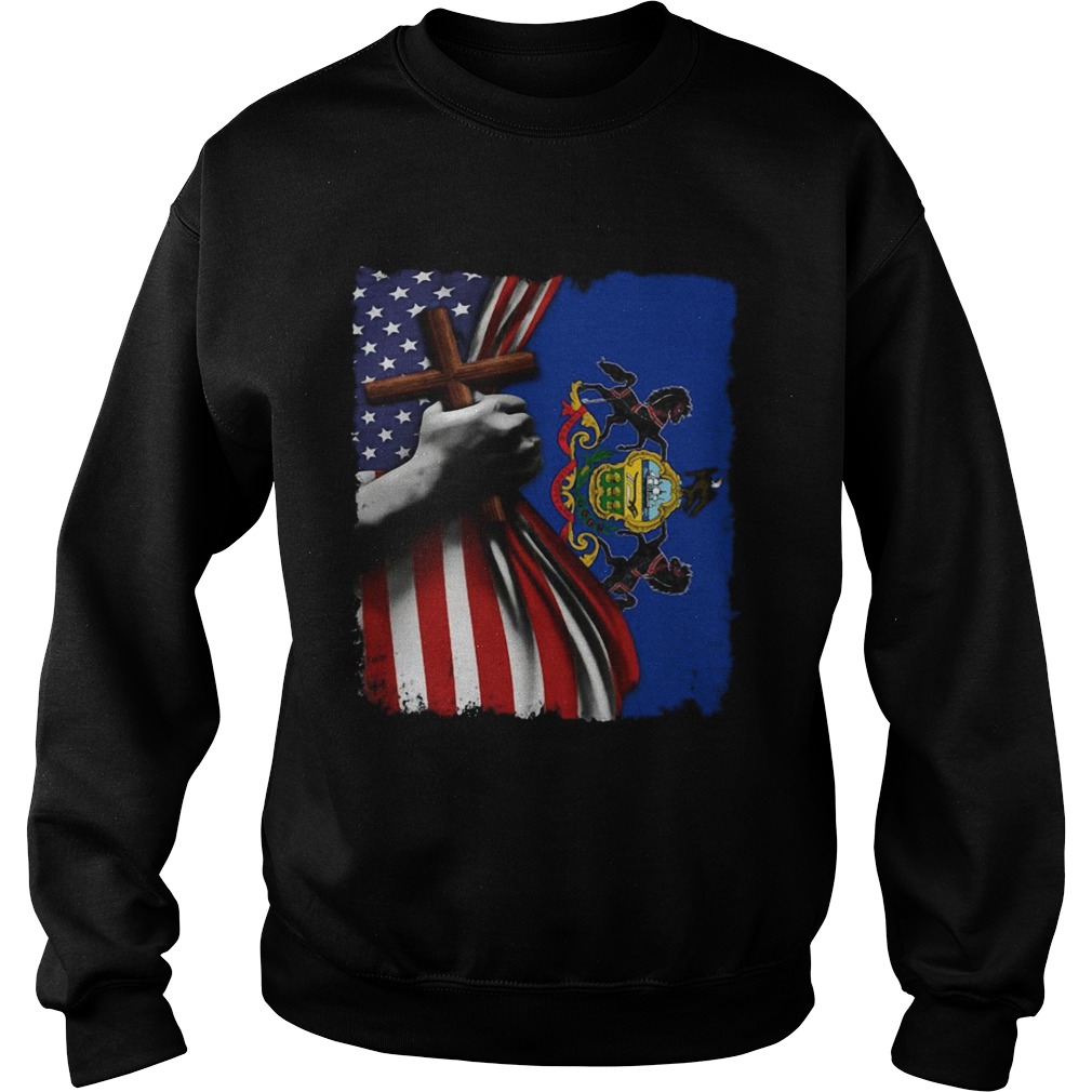 Pennsylvania american flag cross happy independence day Sweatshirt