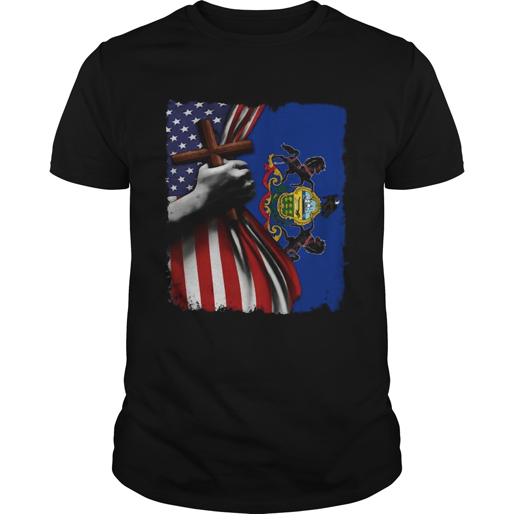 Pennsylvania american flag cross happy independence day Unisex