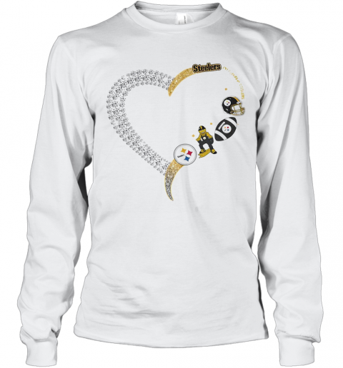 Pittsburgh Steelers Football Logo Heart T-Shirt Long Sleeved T-shirt