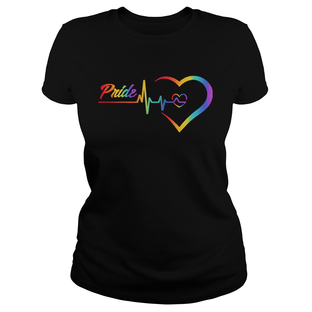Rainbow Heartbeat Pride Love LGBT Classic Ladies