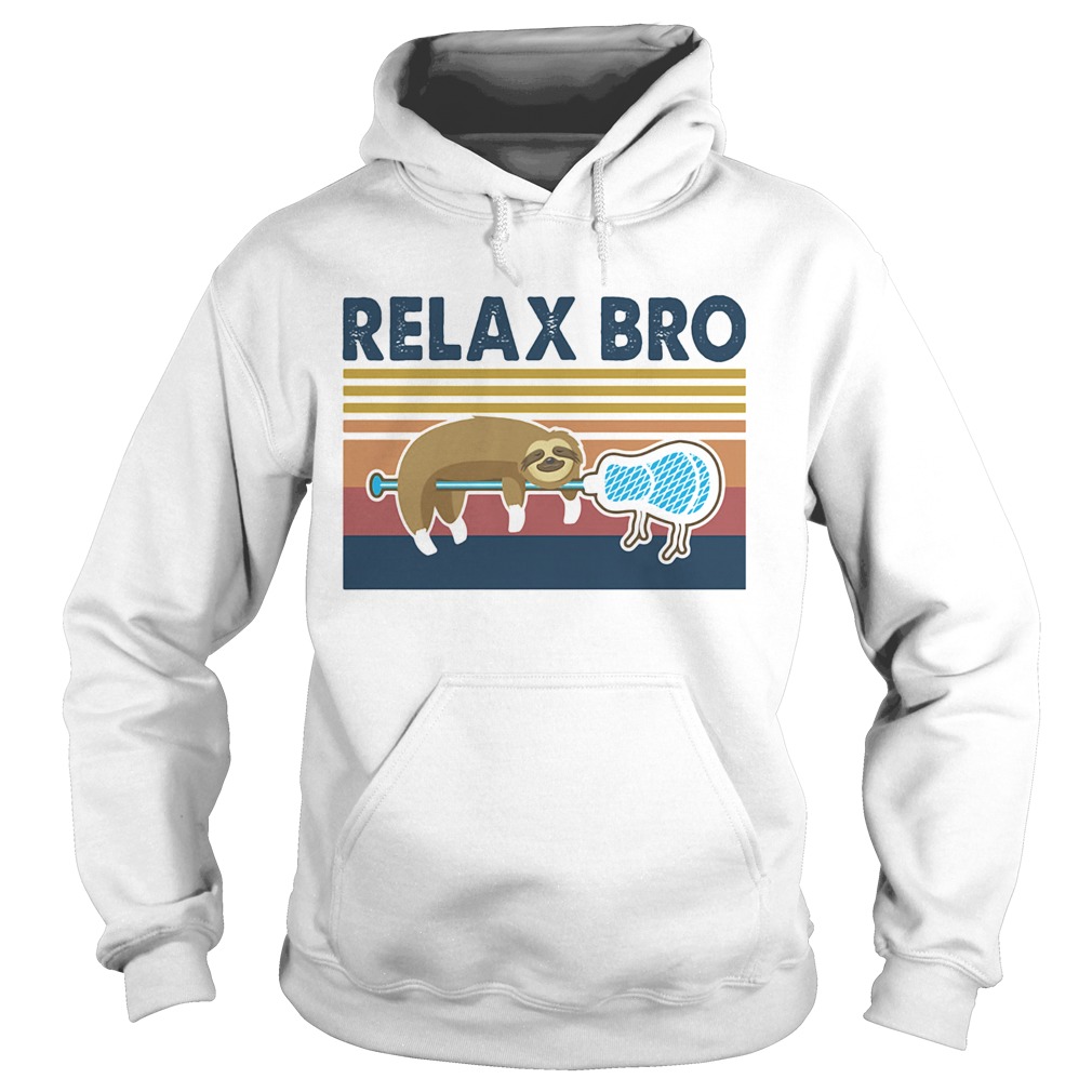 Relax Bro Lacrosse Sloth Vintage Retro Hoodie
