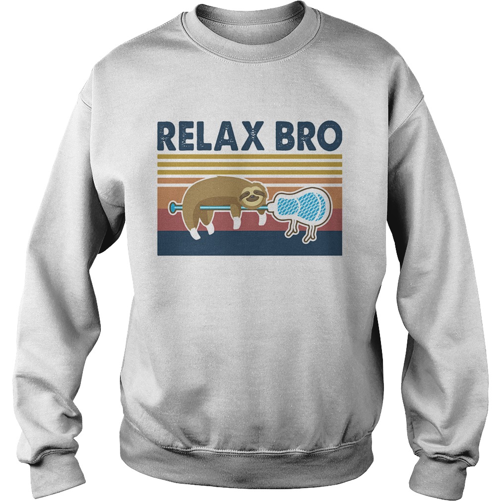 Relax Bro Lacrosse Sloth Vintage Retro Sweatshirt