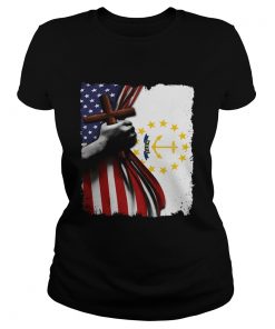 Rhode island american flag cross happy independence day  Classic Ladies