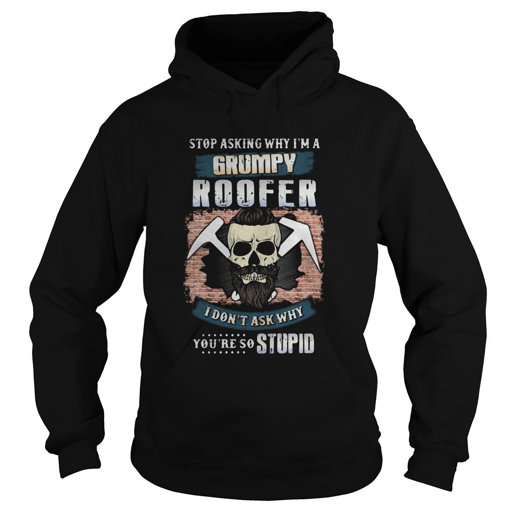 Skull beard stop asking why im a grumpy roofer i dont ask why youre stupid Hoodie