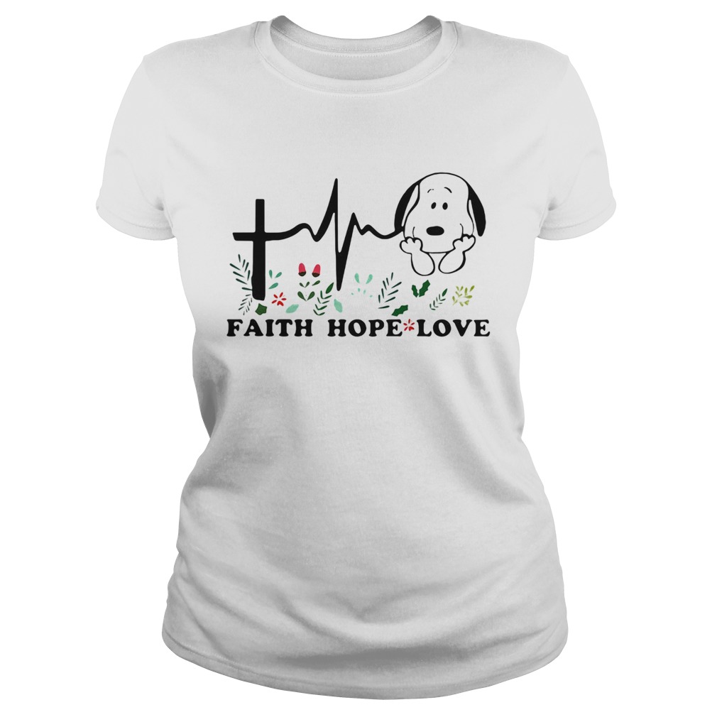 Snoopy heartbeat faith hope love flowers Classic Ladies