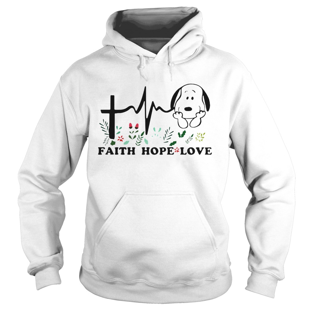 Snoopy heartbeat faith hope love flowers Hoodie